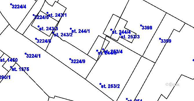 Parcela st. 244/5 v KÚ Stříbro, Katastrální mapa