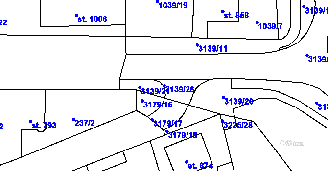 Parcela st. 3139/26 v KÚ Stříbro, Katastrální mapa