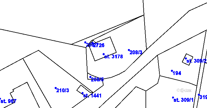 Parcela st. 3178 v KÚ Stříbro, Katastrální mapa