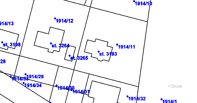 Parcela st. 3183 v KÚ Stříbro, Katastrální mapa