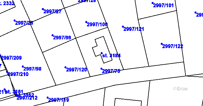 Parcela st. 3184 v KÚ Stříbro, Katastrální mapa