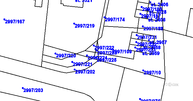 Parcela st. 2997/223 v KÚ Stříbro, Katastrální mapa