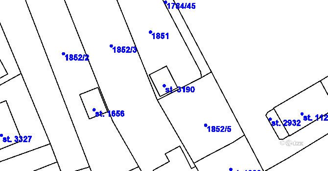 Parcela st. 3190 v KÚ Stříbro, Katastrální mapa