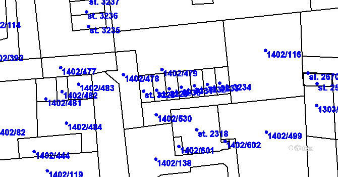 Parcela st. 3230 v KÚ Stříbro, Katastrální mapa