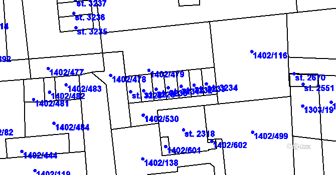 Parcela st. 3231 v KÚ Stříbro, Katastrální mapa