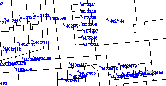 Parcela st. 3235 v KÚ Stříbro, Katastrální mapa