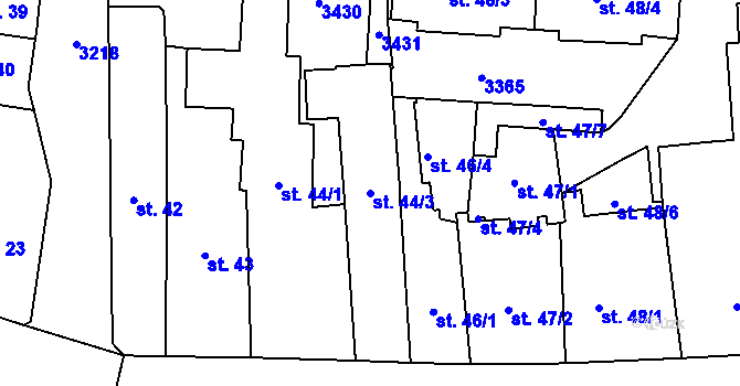 Parcela st. 44/3 v KÚ Stříbro, Katastrální mapa