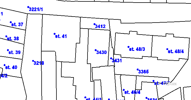 Parcela st. 3430 v KÚ Stříbro, Katastrální mapa
