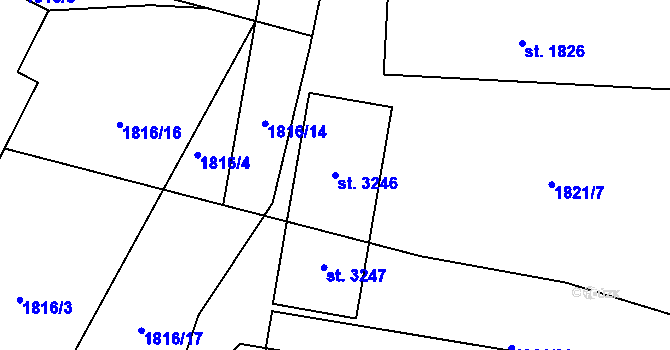 Parcela st. 3246 v KÚ Stříbro, Katastrální mapa