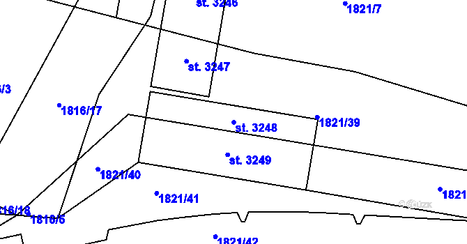 Parcela st. 3248 v KÚ Stříbro, Katastrální mapa