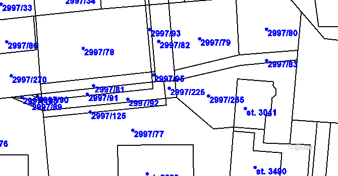 Parcela st. 2997/226 v KÚ Stříbro, Katastrální mapa
