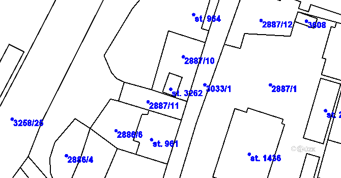 Parcela st. 3262 v KÚ Stříbro, Katastrální mapa