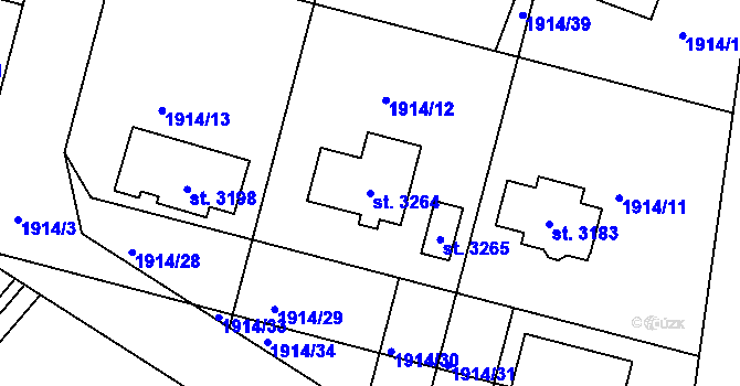 Parcela st. 3264 v KÚ Stříbro, Katastrální mapa