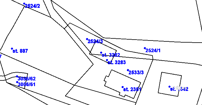 Parcela st. 3282 v KÚ Stříbro, Katastrální mapa