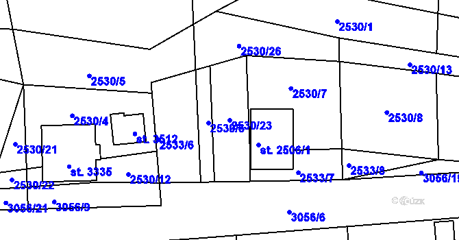 Parcela st. 2530/23 v KÚ Stříbro, Katastrální mapa