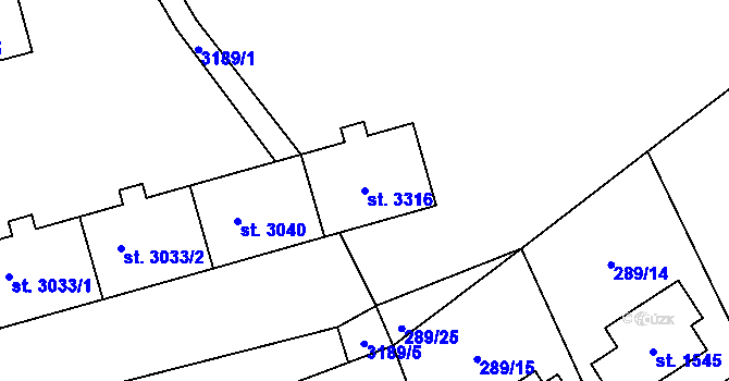 Parcela st. 3316 v KÚ Stříbro, Katastrální mapa