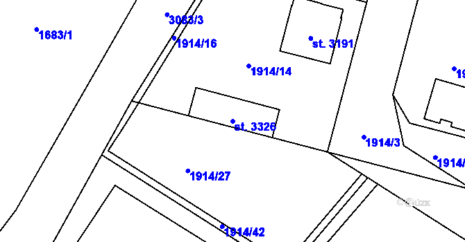 Parcela st. 3326 v KÚ Stříbro, Katastrální mapa
