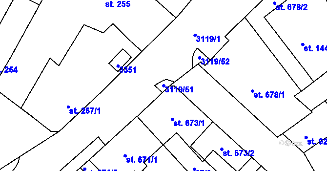 Parcela st. 3119/51 v KÚ Stříbro, Katastrální mapa