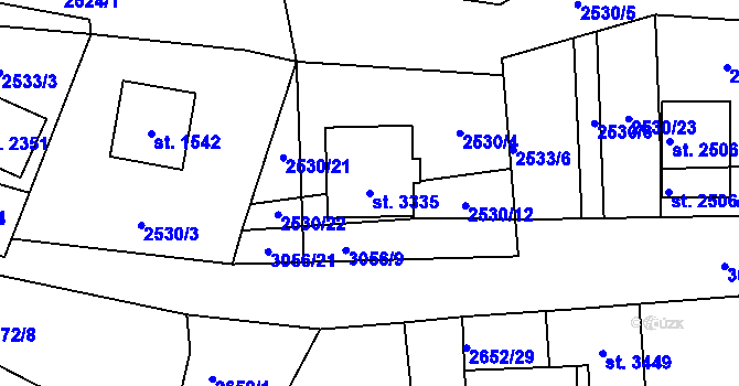 Parcela st. 3335 v KÚ Stříbro, Katastrální mapa