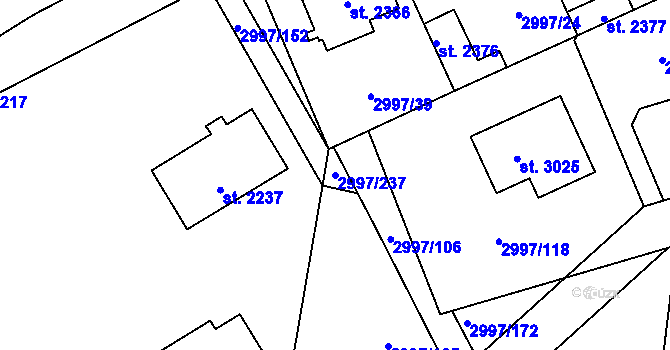 Parcela st. 2997/237 v KÚ Stříbro, Katastrální mapa