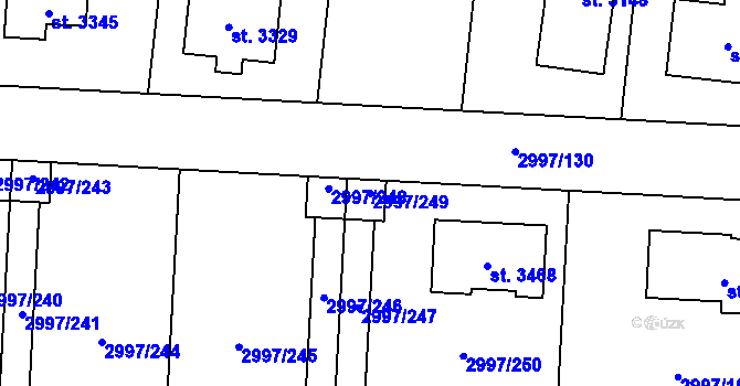 Parcela st. 2997/249 v KÚ Stříbro, Katastrální mapa