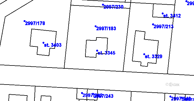 Parcela st. 3345 v KÚ Stříbro, Katastrální mapa