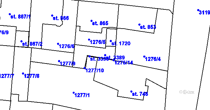 Parcela st. 3389 v KÚ Stříbro, Katastrální mapa