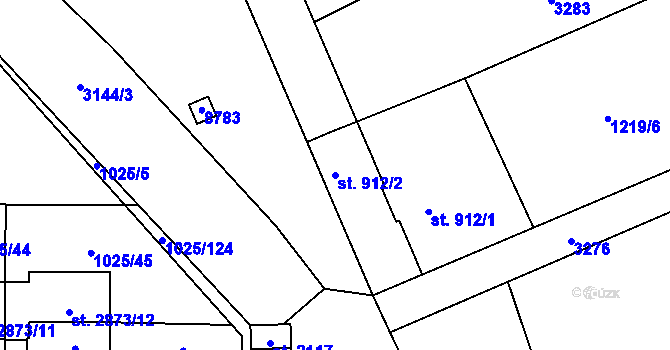 Parcela st. 912/2 v KÚ Stříbro, Katastrální mapa