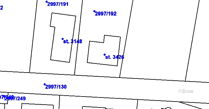 Parcela st. 3426 v KÚ Stříbro, Katastrální mapa