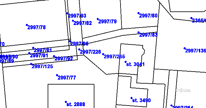 Parcela st. 2997/265 v KÚ Stříbro, Katastrální mapa