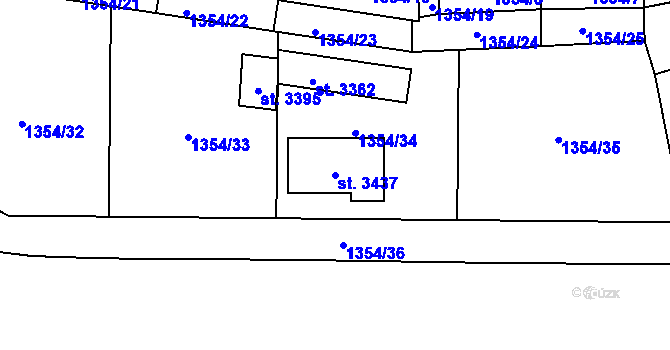 Parcela st. 3437 v KÚ Stříbro, Katastrální mapa