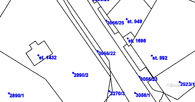 Parcela st. 3056/22 v KÚ Stříbro, Katastrální mapa