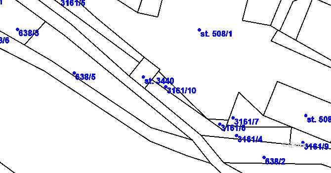 Parcela st. 3161/10 v KÚ Stříbro, Katastrální mapa
