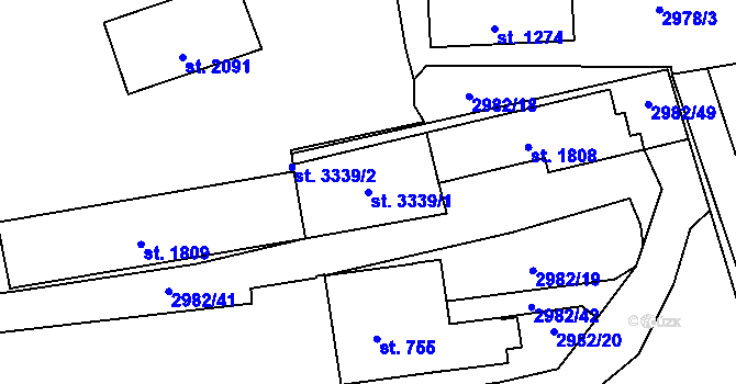 Parcela st. 3339/1 v KÚ Stříbro, Katastrální mapa