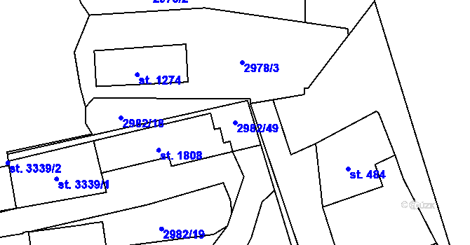 Parcela st. 2982/49 v KÚ Stříbro, Katastrální mapa