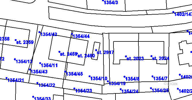 Parcela st. 2917 v KÚ Stříbro, Katastrální mapa