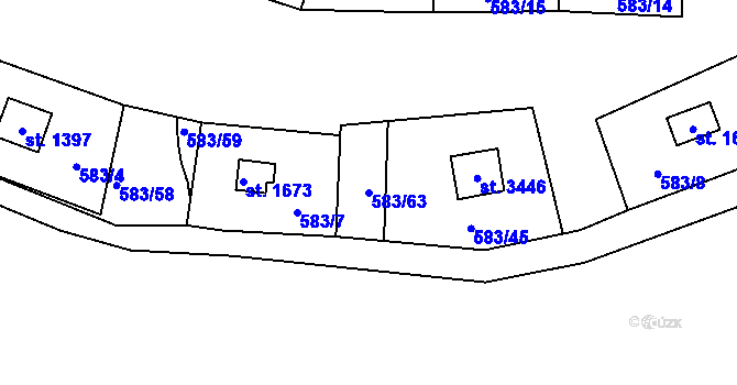 Parcela st. 583/63 v KÚ Stříbro, Katastrální mapa