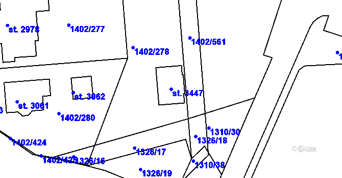 Parcela st. 3447 v KÚ Stříbro, Katastrální mapa