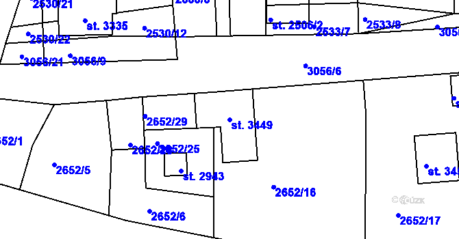 Parcela st. 3449 v KÚ Stříbro, Katastrální mapa