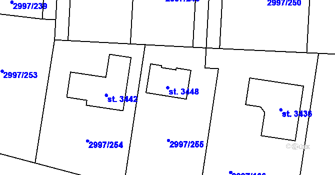 Parcela st. 3448 v KÚ Stříbro, Katastrální mapa
