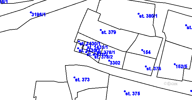 Parcela st. 378/1 v KÚ Stříbro, Katastrální mapa