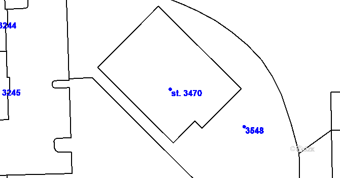 Parcela st. 3470 v KÚ Stříbro, Katastrální mapa
