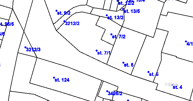 Parcela st. 7/1 v KÚ Stříbro, Katastrální mapa