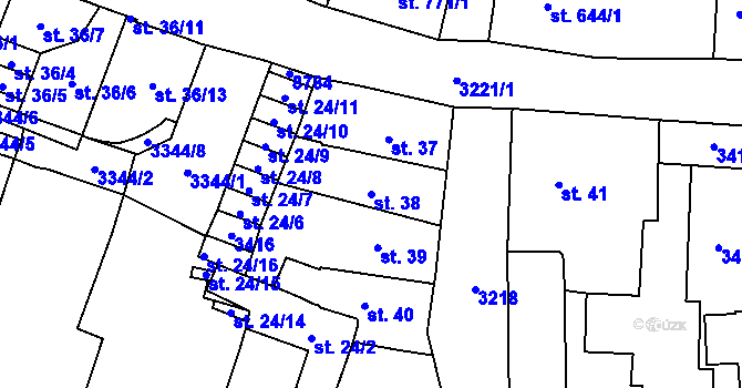 Parcela st. 38 v KÚ Stříbro, Katastrální mapa
