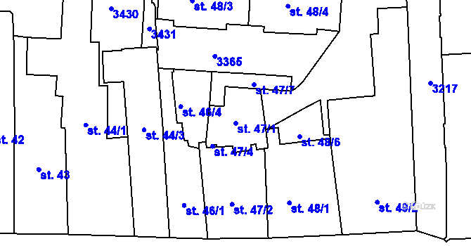 Parcela st. 47/1 v KÚ Stříbro, Katastrální mapa