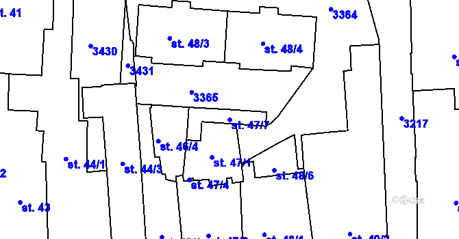 Parcela st. 47/7 v KÚ Stříbro, Katastrální mapa