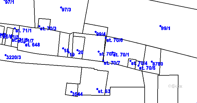 Parcela st. 70/2 v KÚ Stříbro, Katastrální mapa
