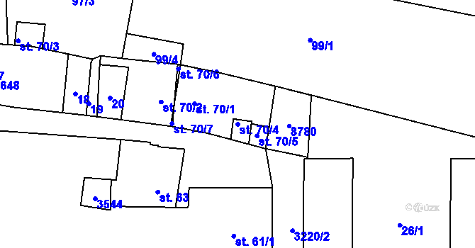 Parcela st. 70/4 v KÚ Stříbro, Katastrální mapa
