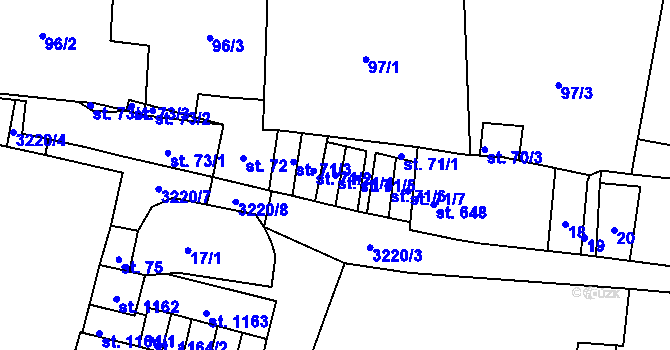 Parcela st. 71/4 v KÚ Stříbro, Katastrální mapa