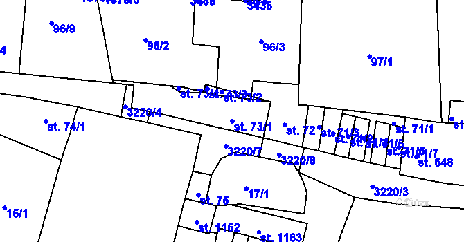 Parcela st. 73/1 v KÚ Stříbro, Katastrální mapa